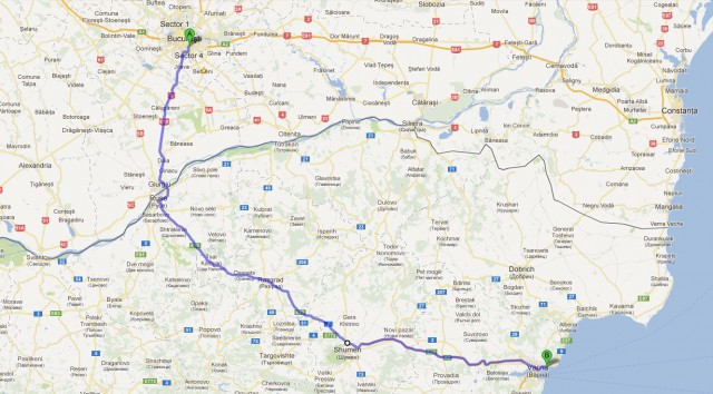 Harta traseu auto Bulgaria