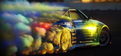 Drift spectaculos cu mult fum